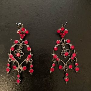 Red chandelier earrings